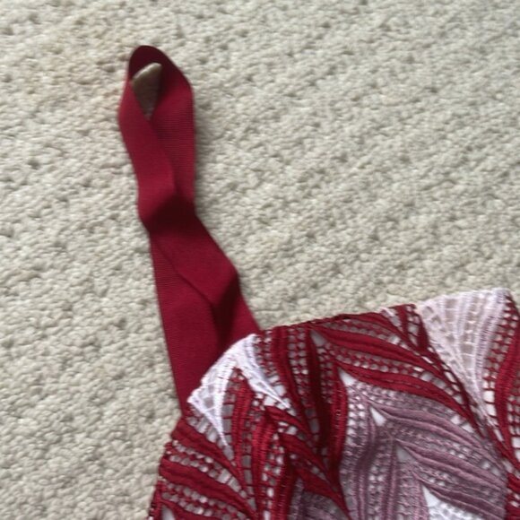 Eloquii Red & White Chevron Embroidered Maxi Dress Size 22 - Picture 3 of 15